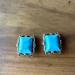 Elegant Blue and Silver Earrings (Clip Ons)